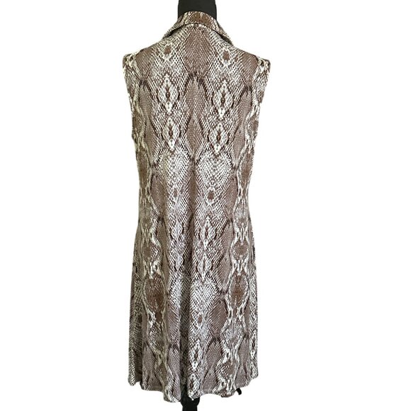 💖MSK brown taupe snakeskin print sleeveless dress, gold zipper front closure - Picture 3 of 8